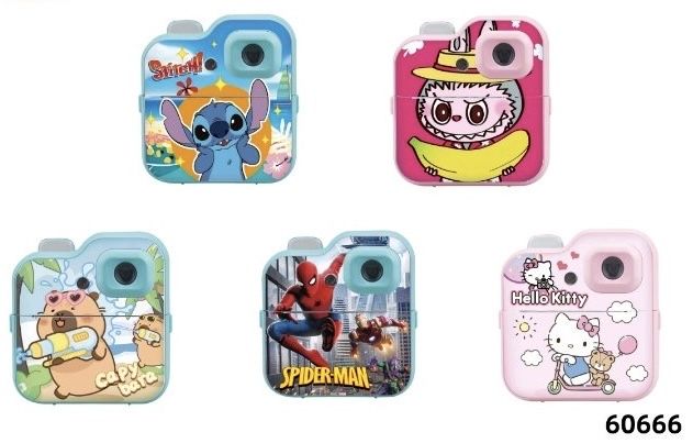 Детски фотоапарат с принтер Стич,Лабубу,Капибара/Camera print