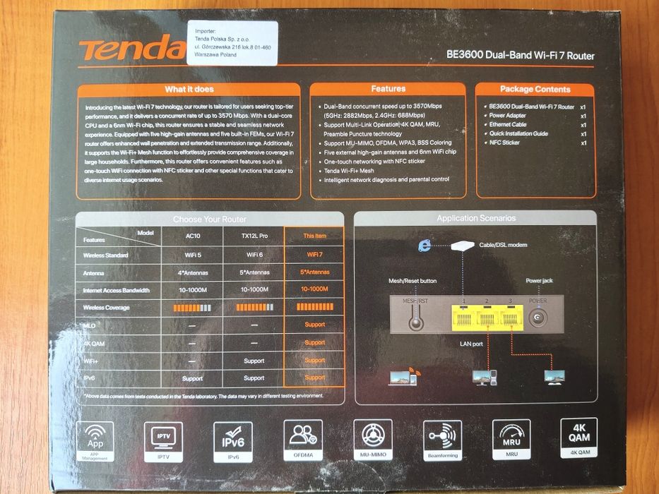 Vând Router Tenda BE3600 Wi-Fi 7 Dual-Band