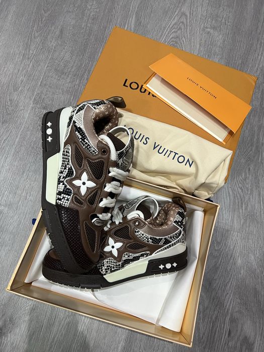 LV Louis Vuitton Skate Sneakers Brown/Snake Skin