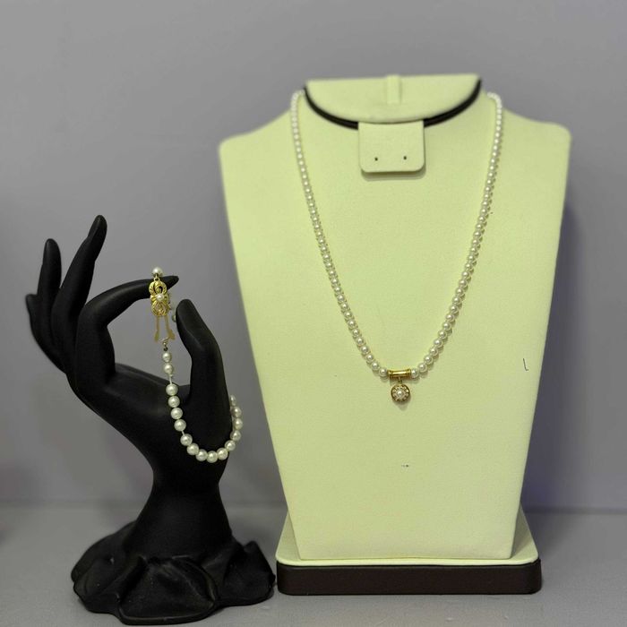 Золотой комплект жемчугом, 750 / СА