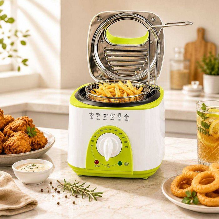 Фритюрник мини SAPIR SP 1980 BC, 950W, 1 литър, Бял,Зелен GS СЕРТИФИКАТ