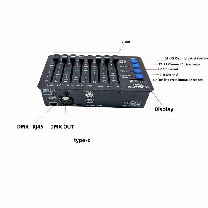 Consola DMX control lumini/efecte/fum/flame etc