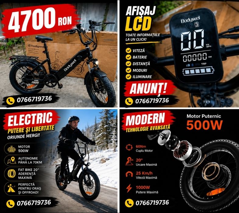 Bicicletă Electrică Bodywel F20 Fat Bike