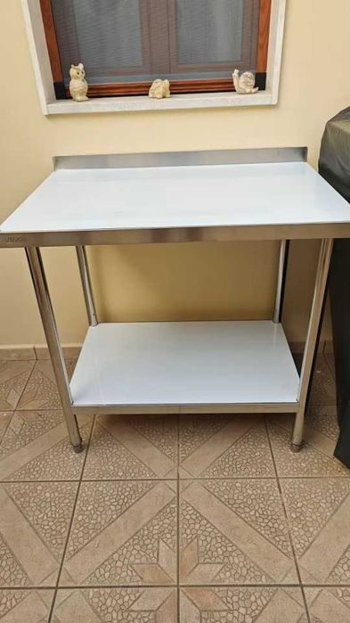 masa de inox 120x60cm cu reboard uz casnic sau comercial restaurant