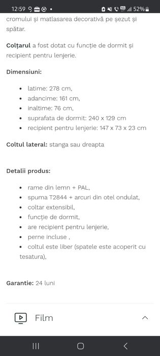 Coltar rabatabil gri cu lada de depozitare