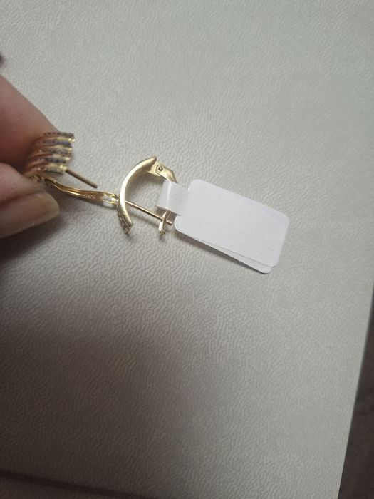 Cercei aur 14k  galben cu filigram alb, greutate 1,75