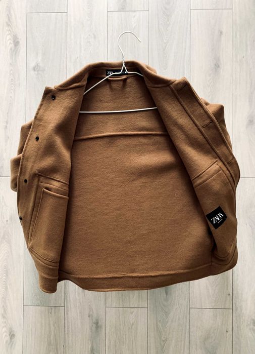 Geacă bărbați, ZARA Maro Camel Stil Suede cu Lână Mărimea M • NOUĂ