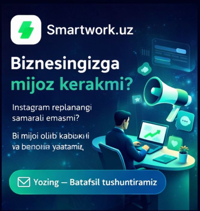 Mijozlar kammi? Biz reklamani o'rnatamiz va mijozlarni yaratamiz.