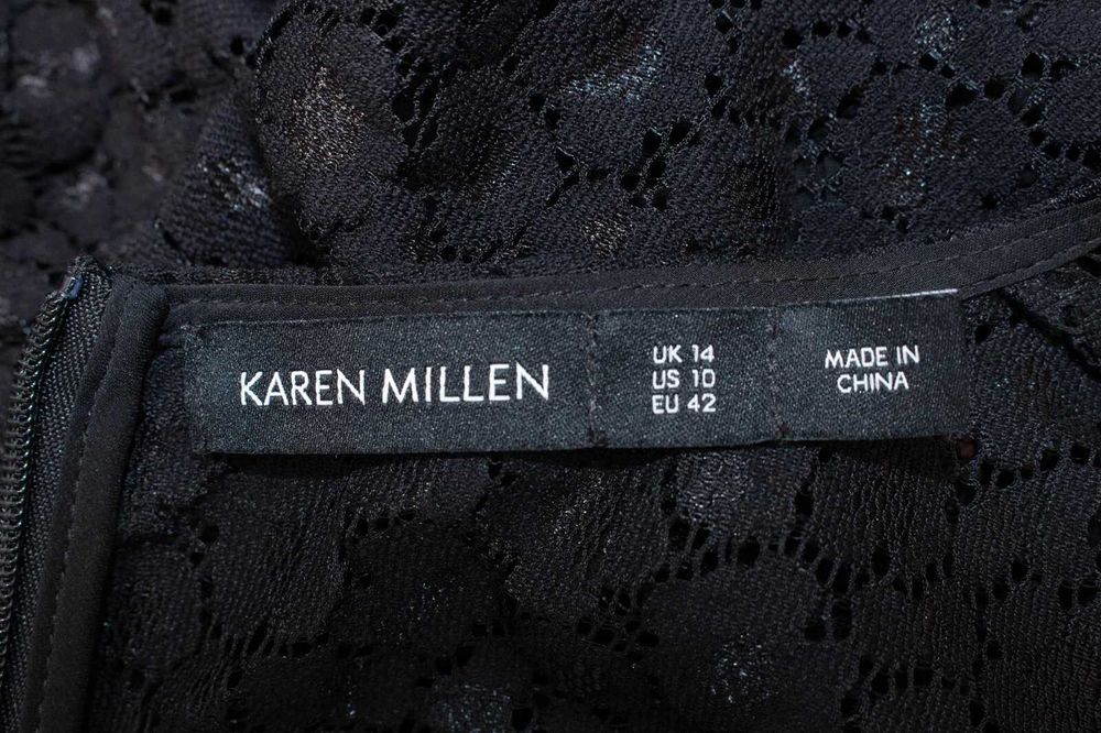 Karen Millen дамска рокля от черна дантела с бродерия 42