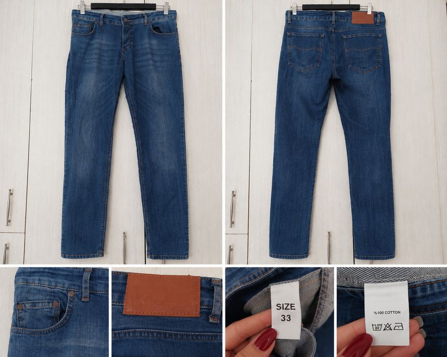 Blugi Barbati Artins Marimea 33 Albastru Slim Straight 100% Bumbac