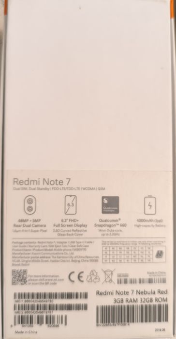 Xiaomi redmi note 7, 3GB; 32GB