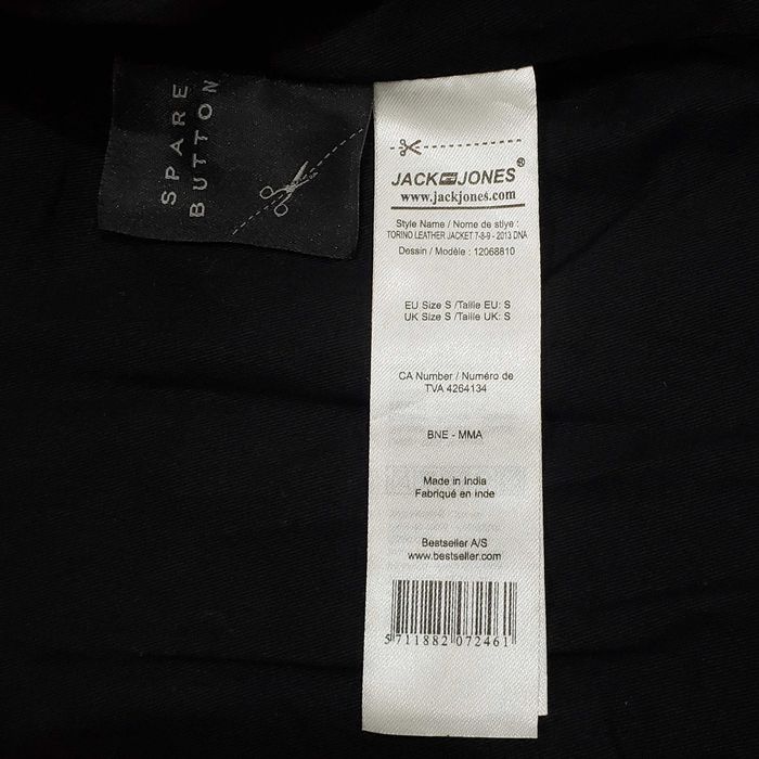 JACK & JONES Мъжко Кожено Яке Мото Естествена Кожа Като Ново S