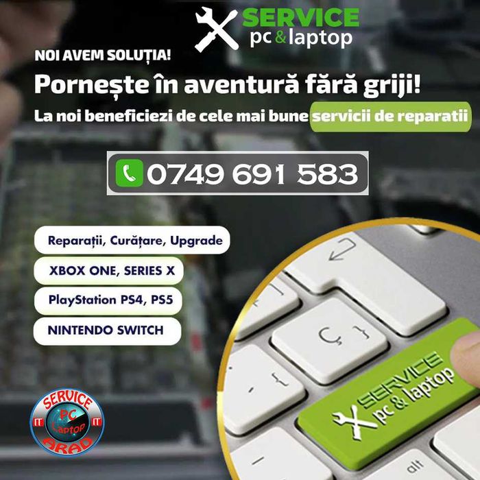 Service de Reparatii PC Laptop la domiciliu Arad / Instalari Windows 11/ 10, Office / Curatare praf laptop si PC/ Console PlayStation PS4/PS5/Xbox