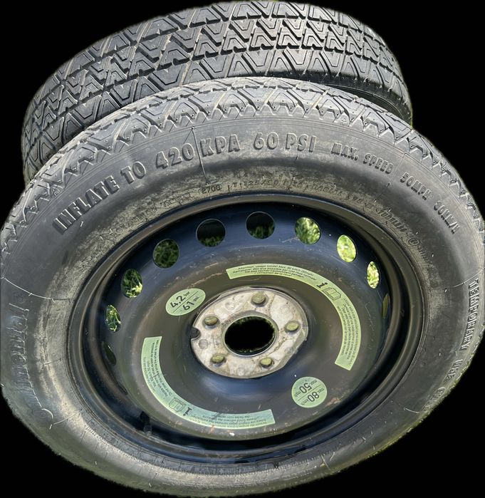 Vând [2 Roți de Rezervă Slim / Rachetă] Continental T125/90 R16 5x112 – Pentru Urgențe