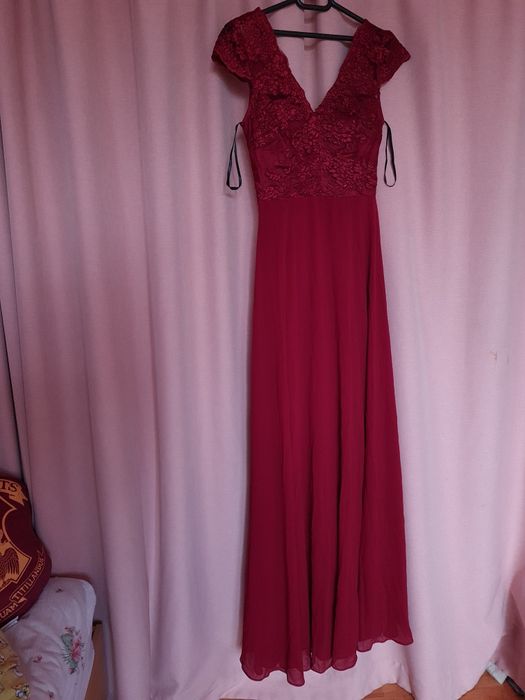 Дамска официална дълга рокля червена,черна,розова