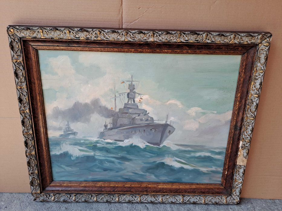 tablou vechi pictura pe placaj 72/57 cm