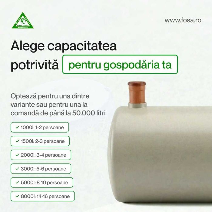 Producator rezervoare, fose septice 3000 litri kit inclus - 2700 lei