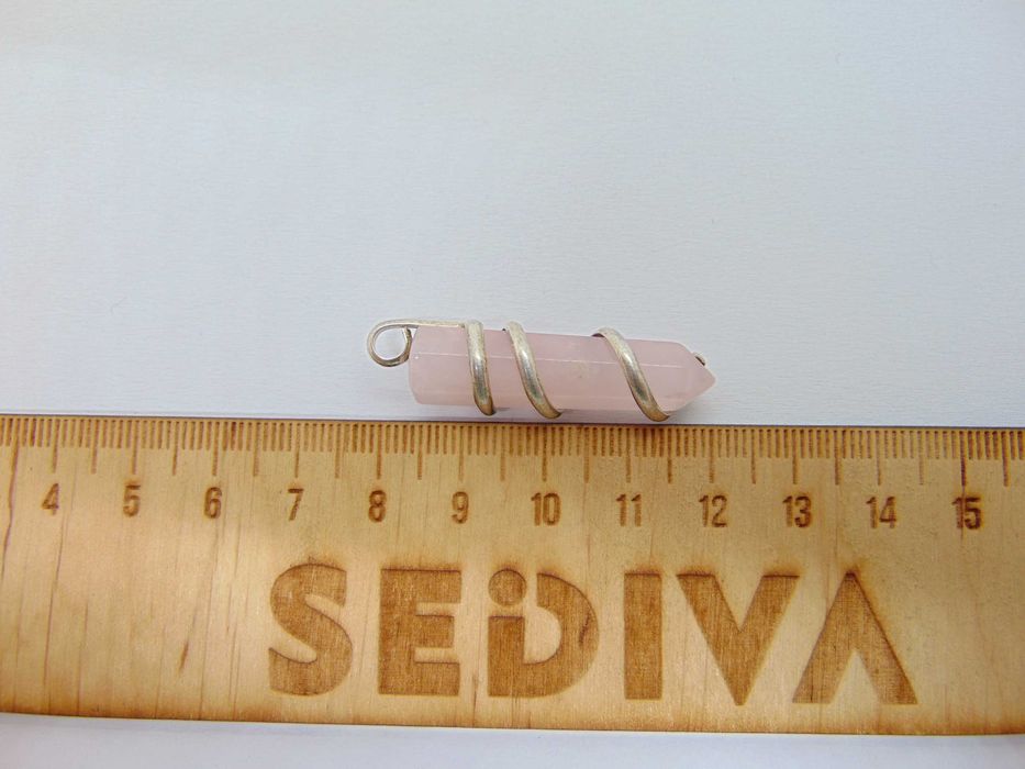 Pandantiv cristal quartz roz si argint