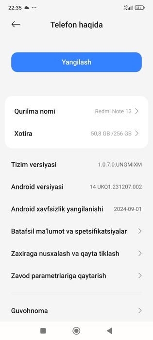 Redmi note 13 kafolati bilan