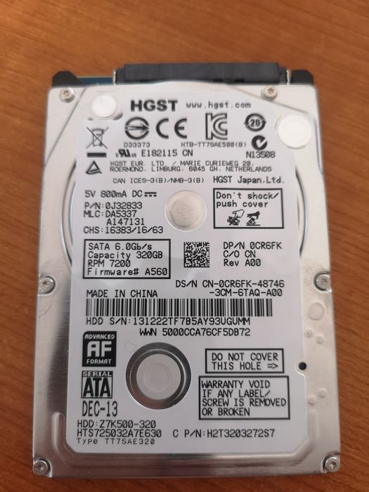 Hard HD 2.5 laptop 320gb Sata