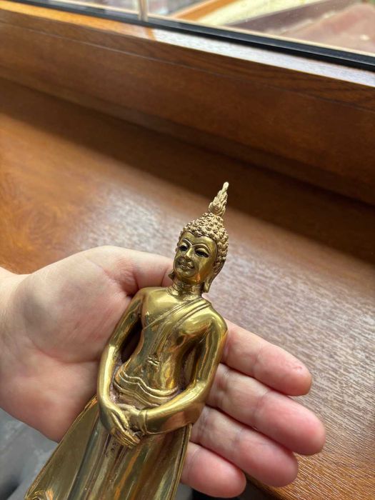 Superbă statuetă tailandeză cu Buddha Sukhothay/alamă/h=25cm.