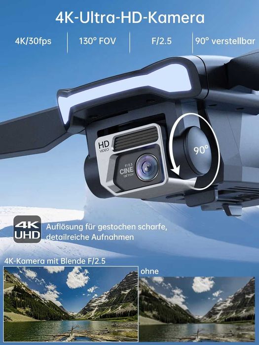 Drona performanta!! CHUBORY A77 - cameră 4K, 84 min zbor, 800 m rază urmărire automată, Wi‑Fi – (3 baterii)