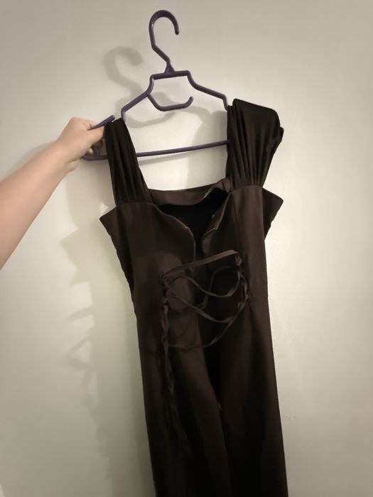 Платье макси коричневое