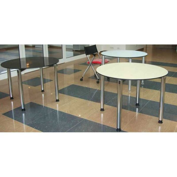 Masa HPL 1.2 m diametru & Otel chrome,cadru metalic solid din oțel