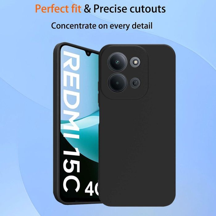 Матов силиконов кейс за xiaomi redmi 15c - черен