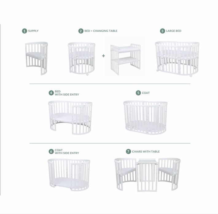 Pat  Multifunctional Evolutiv Premium Waldin 8 in 1 Lemn de fag