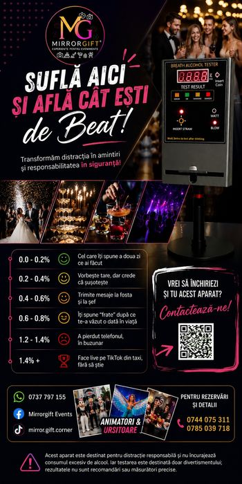 Alcool Test pentru Evenimente | Atracția care face senzație la Nuntă, Botez, Majorat.  Alcohol Tester