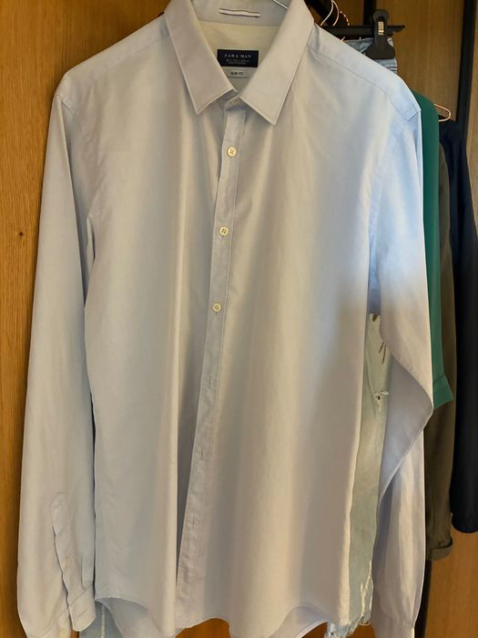 Мъжка риза , Zara, slim fit, светло синьо
