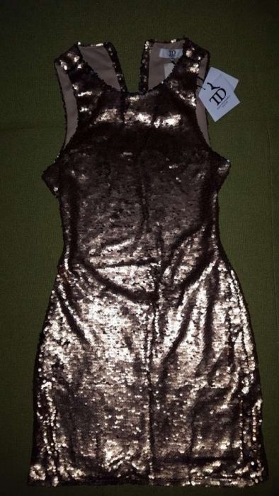 Rochie cu paiete. Rochita aurie. Marime s. Rochie eleganta.ocazie .