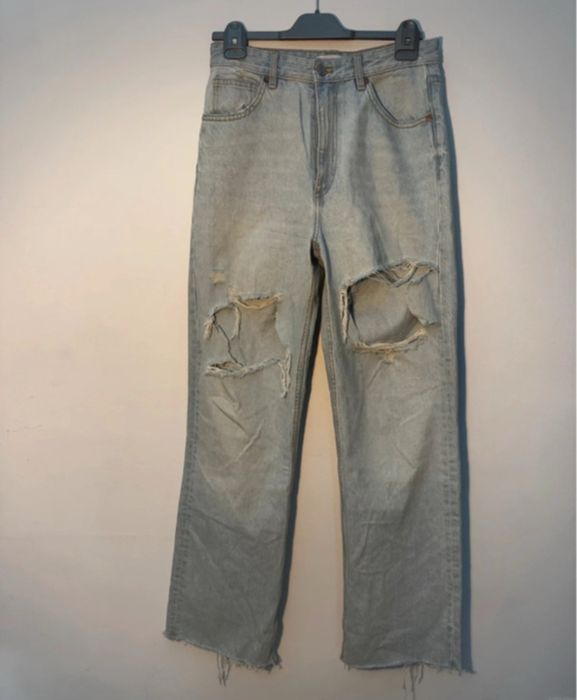 Blugi rupti stil boyfriend cu talie inalta, Zara, marimea M