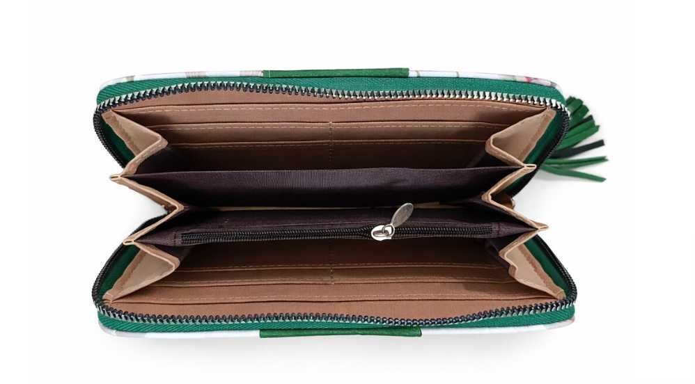 Portofel damă floral cu accente verzi – eleganță inspirată din natură