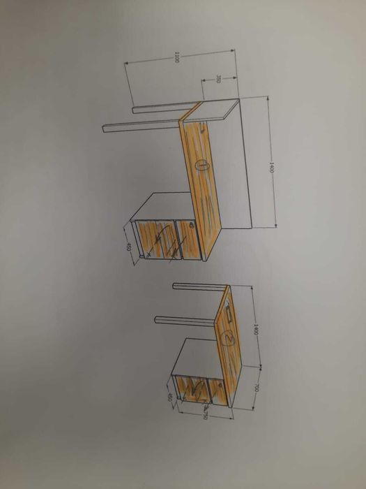 Set birouri 4 posturi – stejar/antracit