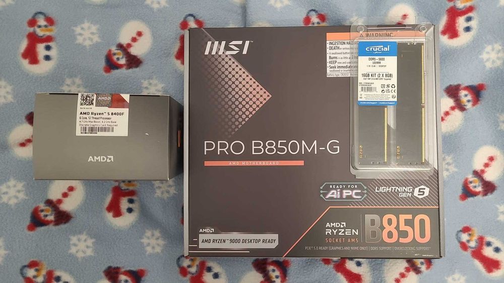 Kit AM5 Gaming: Ryzen 5 8400F | MSI PRO B850M-G | 16GB DDR5 , nou