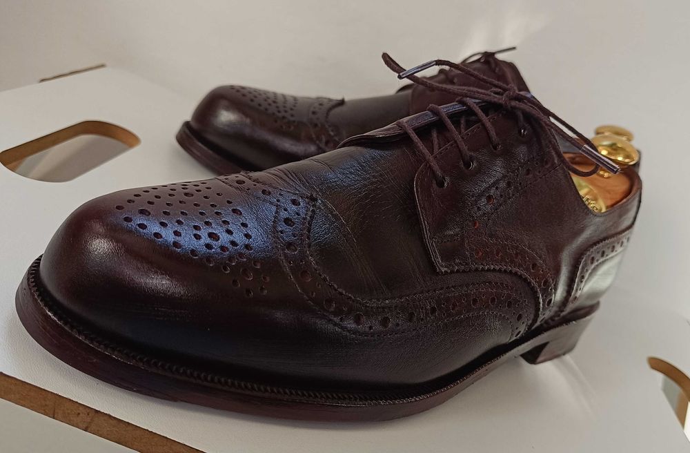 Pantofi derby brogue 40 lucrati manual Lavoratione Art. piele naturala