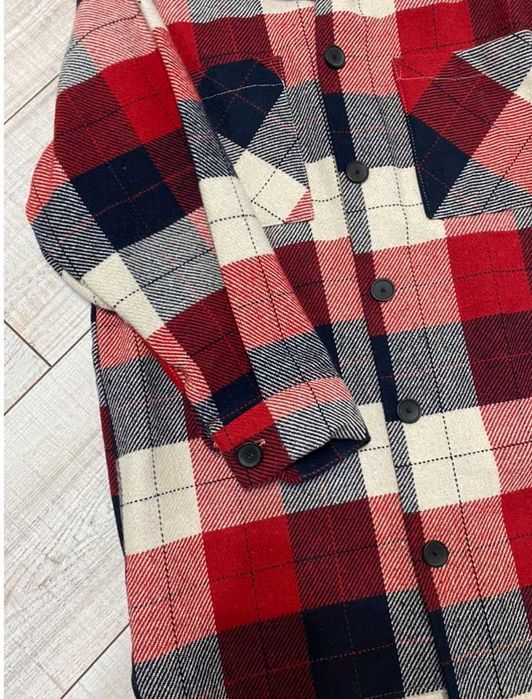 Теплая Рубашка в клетку, оверсайз