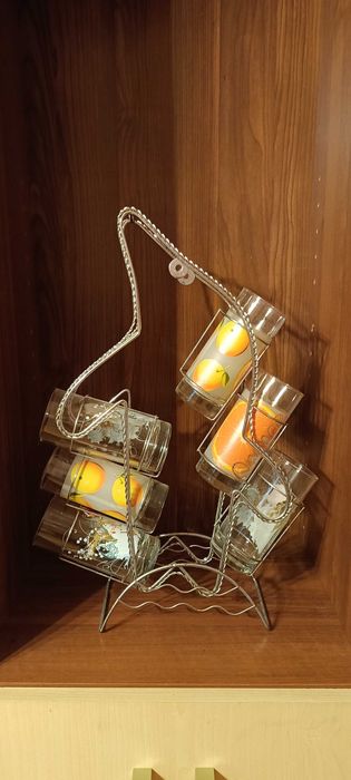 комплект 6 броя чаши за безалкохолно със стойка делфин