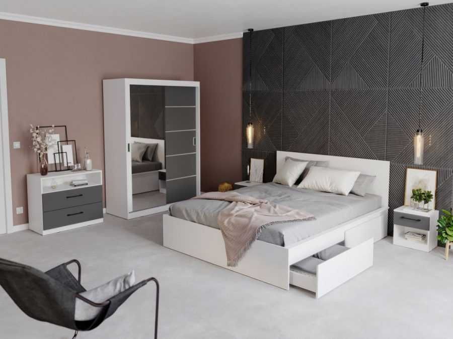 Pat Alb optional lada de depozitare 120/140/160/180x200