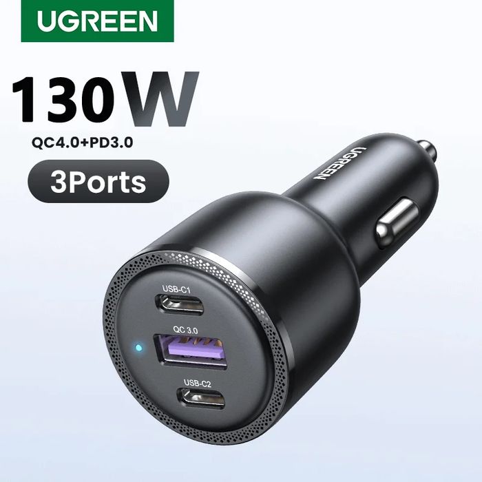 UGREEN 130W 3-Port Fast Car Charger — Автомобильное зарядное устройств