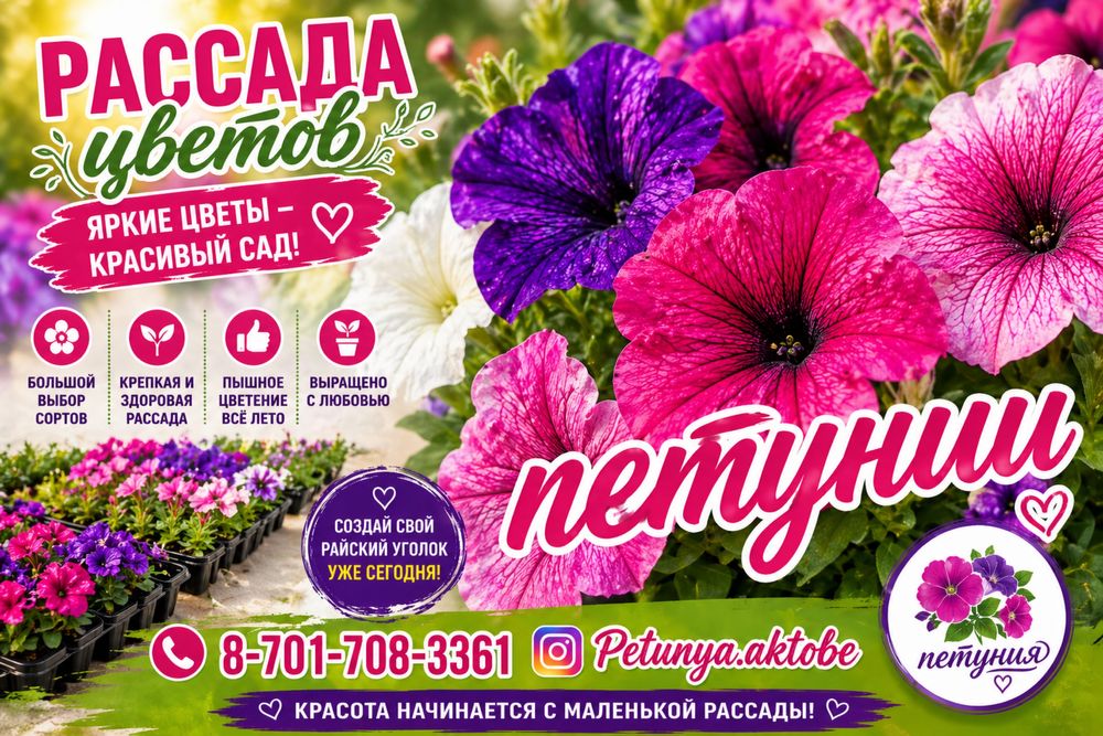 ПЕТУНИИ , рассада однолетних цветов