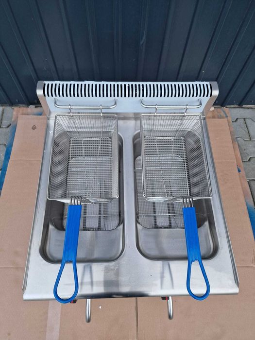 Friteuza Dubla pe Gaz 2x15L – Inox, Putere Mare, Garantie
