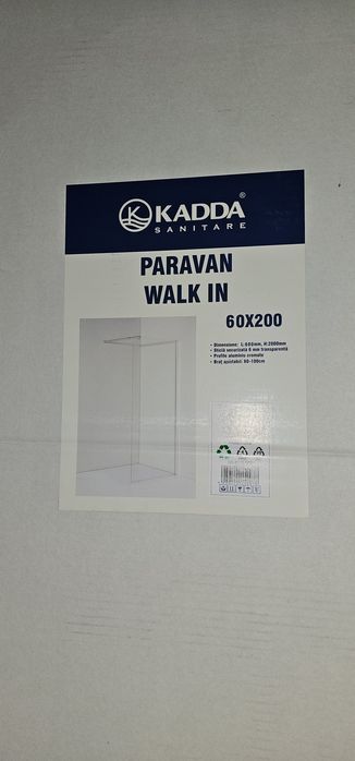 Perete dus tip walk-in Kadda HK-8210-60T sticla transparenta,
