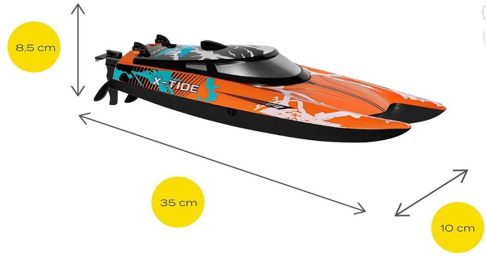 Overmax X-Tide RC лодка 25 км/ч, LED, 2 батерии, 100 м обхват