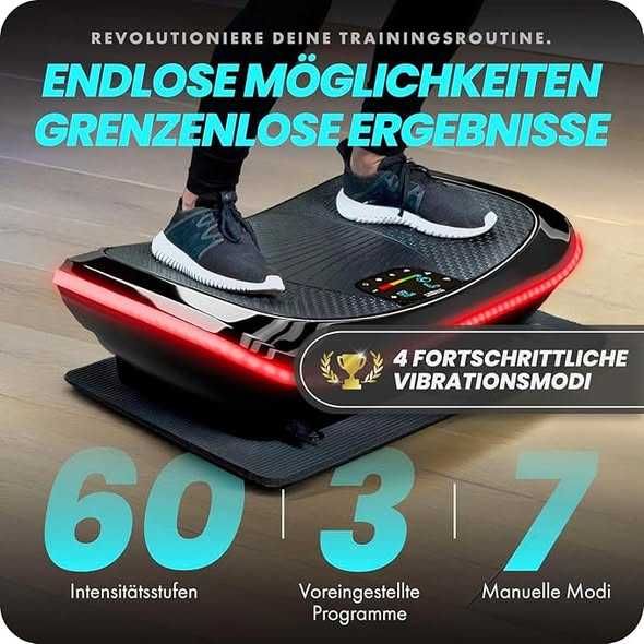 Bluefinn Fitness Placă vibratoare 4D cu 3 motoare