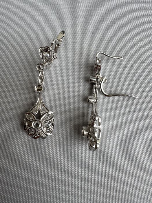 Cercei si pandantiv din aur si diamante rose cut