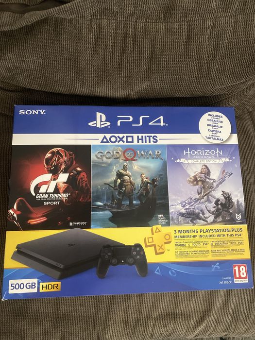 PlayStation 4 Slim 500GB + 4 джойстика + 3 ТОП игри | Пълен комплект