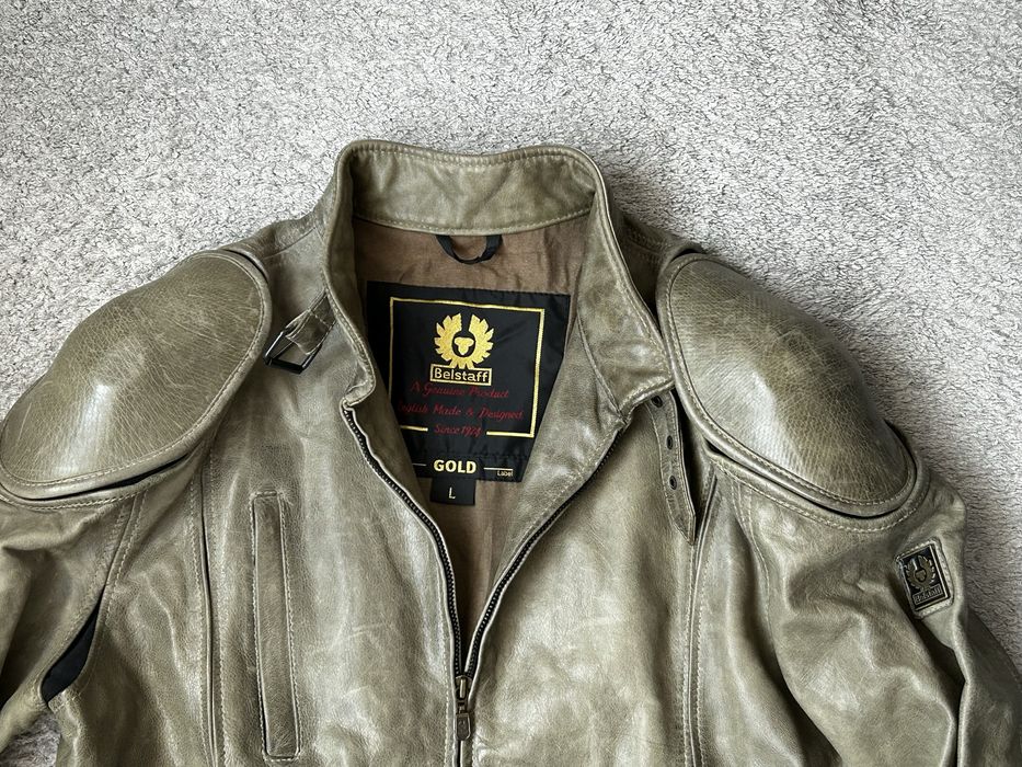 Belstaff  Мото естествена кожа  Дерматинено Зелено Яке  L